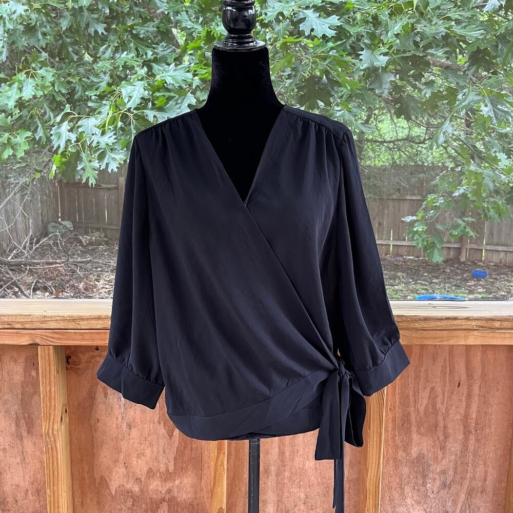 Chico’s Black Label Women's Solid Wrap Top Black Size 2 (U.S. 12). NEW!